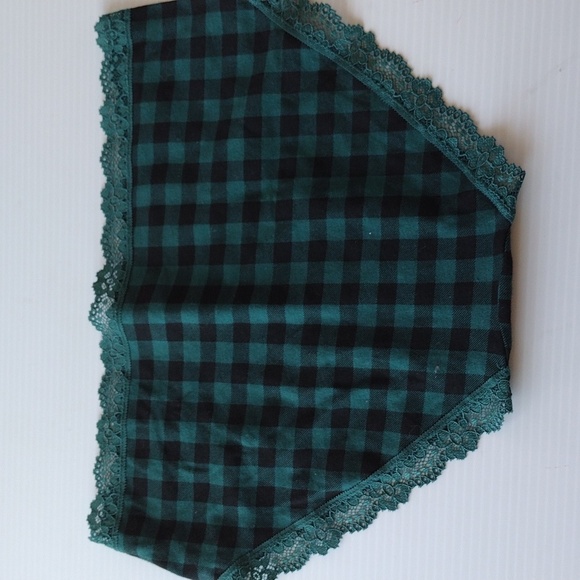 Jenni Women's Lace Trim Hipster Panty‎ Underwear, Green Buffalo Plaid 2pcs - Picture 7 of 8